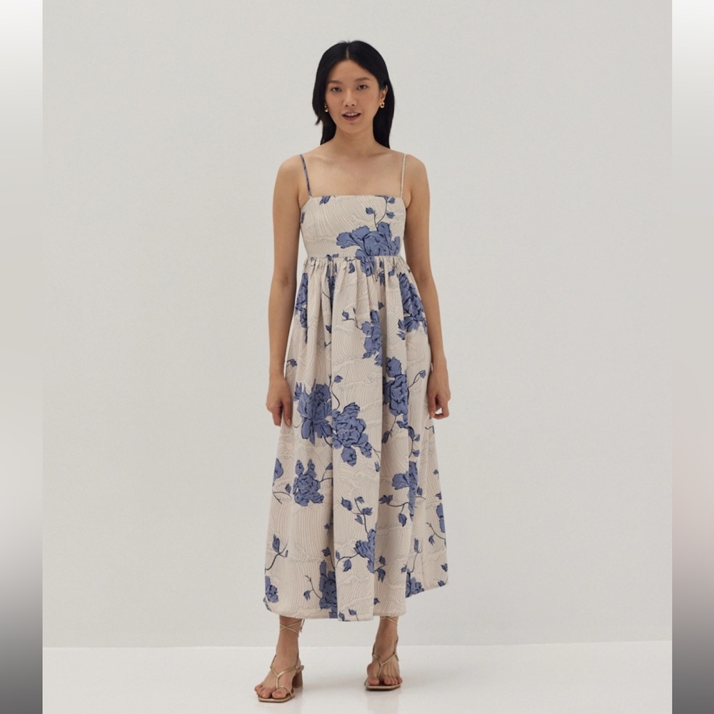 Love, Bonito Tanya Ruched Babydoll Dress in Prosperous Blooms - Size M